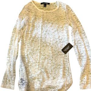 Forever 21 Laced Longsleeves Sweater Off White, Small, NWT